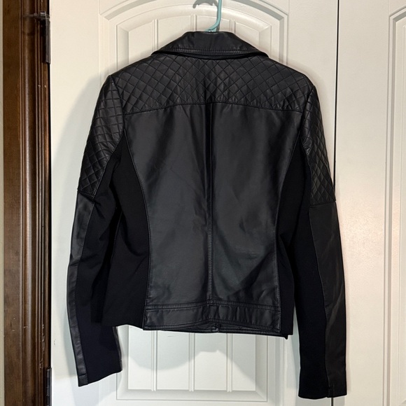 New Express Women's Black Leather Biker Jacket - Picture 8 of 9